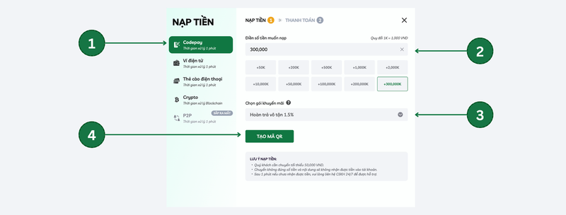 FEBET nạp tiền qua codepay